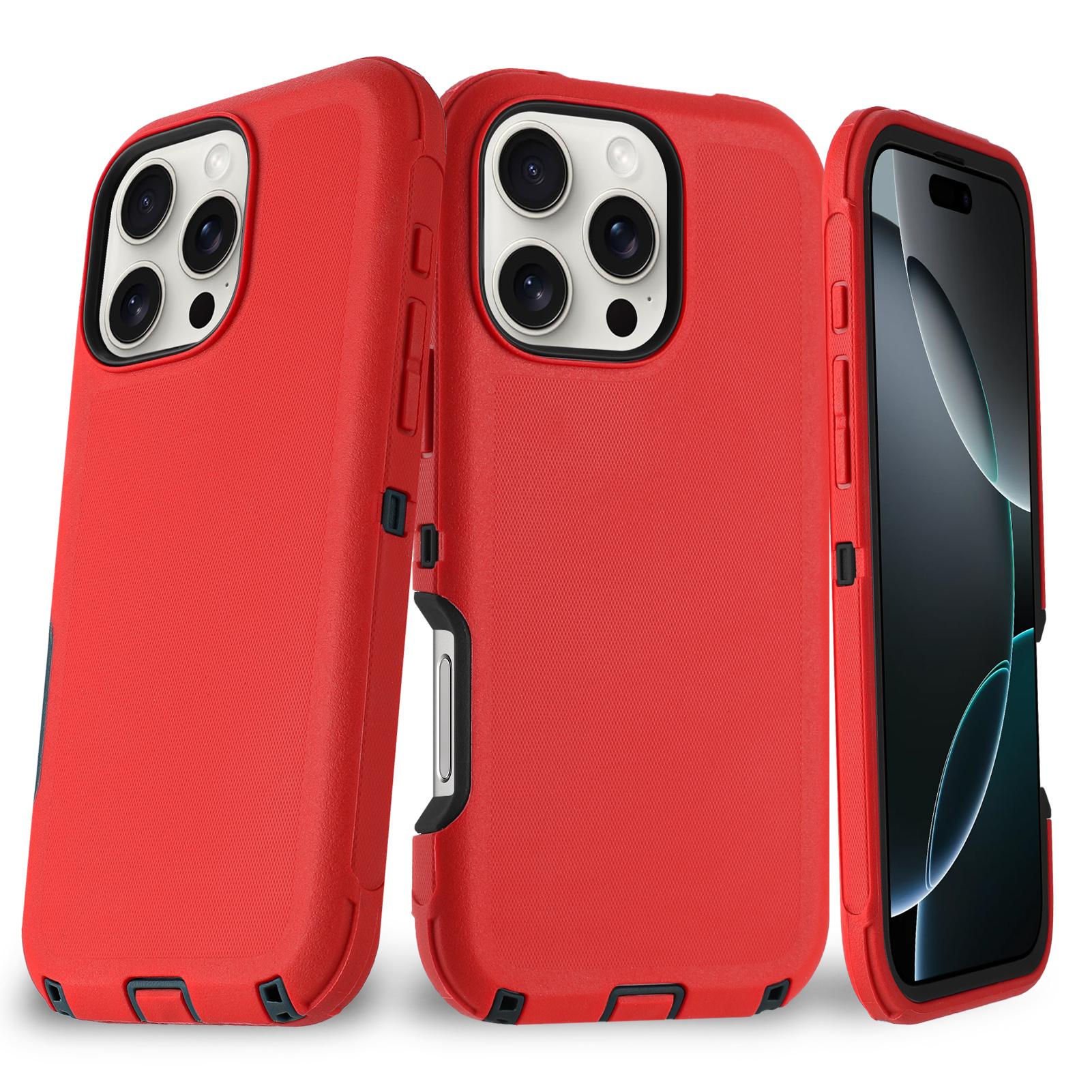 

Новий надміцний чохол серії Defender для Iphone 16 16Pro 16Plus 16Pro Max Міцний надійний протектор Жорсткий чохол-броня Otter Ударостійкий Міцний Захисний чохол For iPhone 16 Pro червоний колір чорний