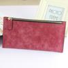 New Fashionable European American Simple Matte Long Wallet Women Thin Zip Wallet Student Clutch Card Holder