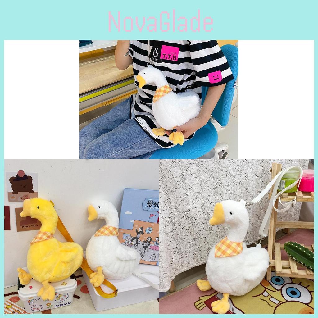 Duck Cartoon Plush Crossbody Bag For Girls Casual Daily Use Soft And Cute