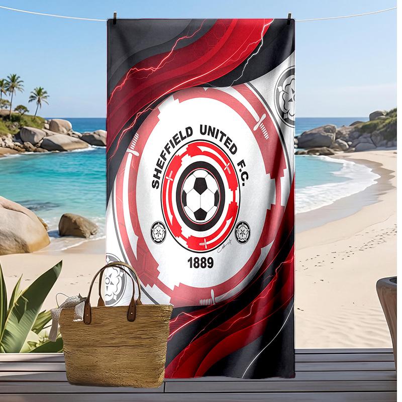 Sheffield United Football Print Beach Towel, Large Soft Quick Dry Towel for Beach Camping Swimming