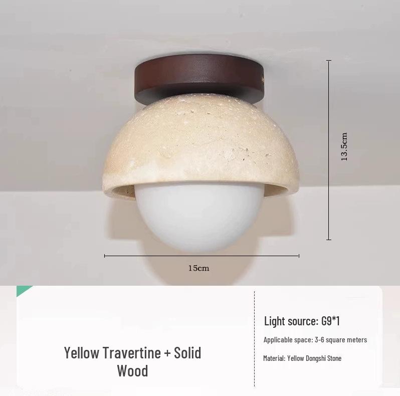 Japanische Wabi-Sabi Gelber Höhlenstein Deckenleuchte für Eingangsbereich oder Balkon