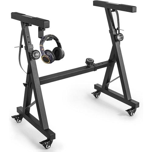 Rxakudedo Z-Style Keyboard Stand with Casters, Adjustable Slide Rails, Easy Operation (Z-Regular Style)