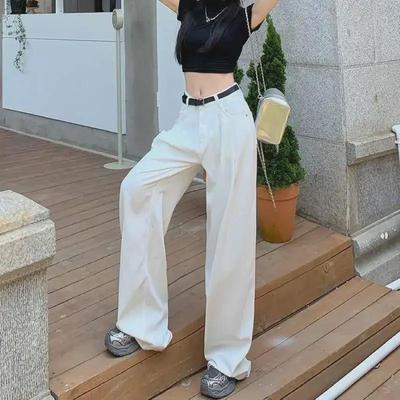 Lente 2024 High-Waist Wide-Leg Witte Jeans voor Dames