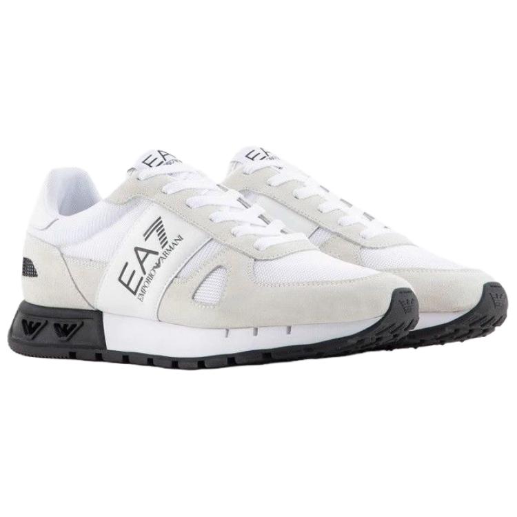 Emporio Armani EA7 Leather Round Toe Lace-Up Logo Low-Top Lifestyle Sneakers Men sneakers White X8X151XK354S271