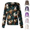Damen Lässig Langärmlig Einreihig Bedruckt Schutzkleidung Cardigan Top