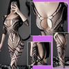 MORApink Cosplay Sexy Body Stockings Perforated Extreme Kinky String Large Lingerie Full Body Tights Net Leotard Open Crotch Costume Black Little