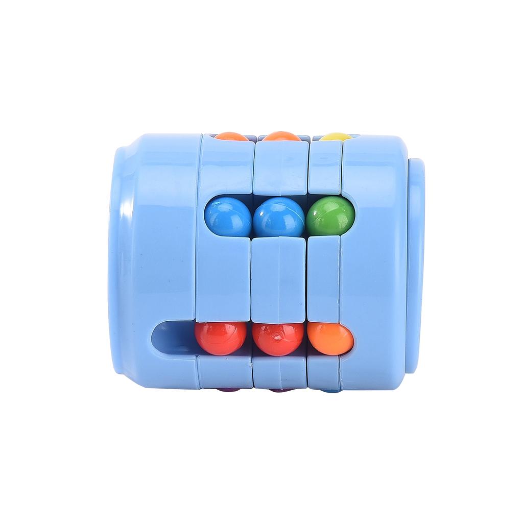 Rotating Bean Puzzle Toy Blue 6x6x7cm Compact Portable Fun Bean Puzzle Cube Fingertip Toy