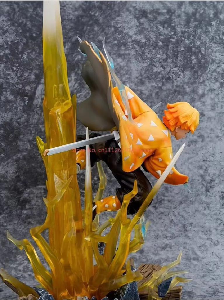 Figure Agatsuma Zenitsu Double-headed Luminescable 35cm Anime Statue Pvc Action Figurine Decoration Model  Gift Toy