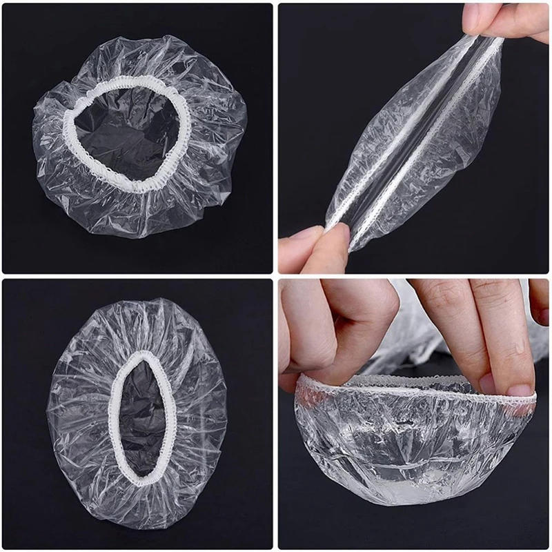 100 PCS Waterproof Earpack Plastic Wrap Disposable Hair Earmuff Dye Transparent Elastic Shower Hair Dye Protection Tool Ear Shield