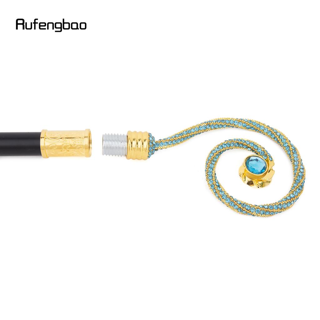 Golden Blue Hanger Blue Diamond Fashion Stick Decorative Cane Elegant Fashion Cane Cosplay Alloy Crosier Vintage Stick 90cm