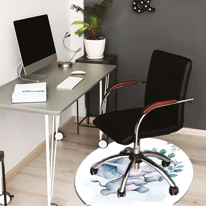 1PC Elephant Non-Slip Floor Round carpet, Office, family, bedroom, Large Area Rug Indoor Rugs, Durable PolyesterH0412