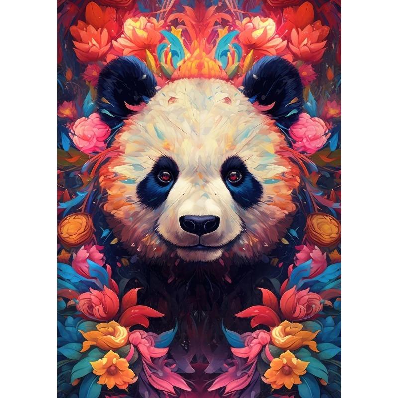 Portrait Floral Animal Portrait Panda Koala Owl Tiger Rabbit Art Posters Canvas Painting Wall Prints Picture for Room Home Decor