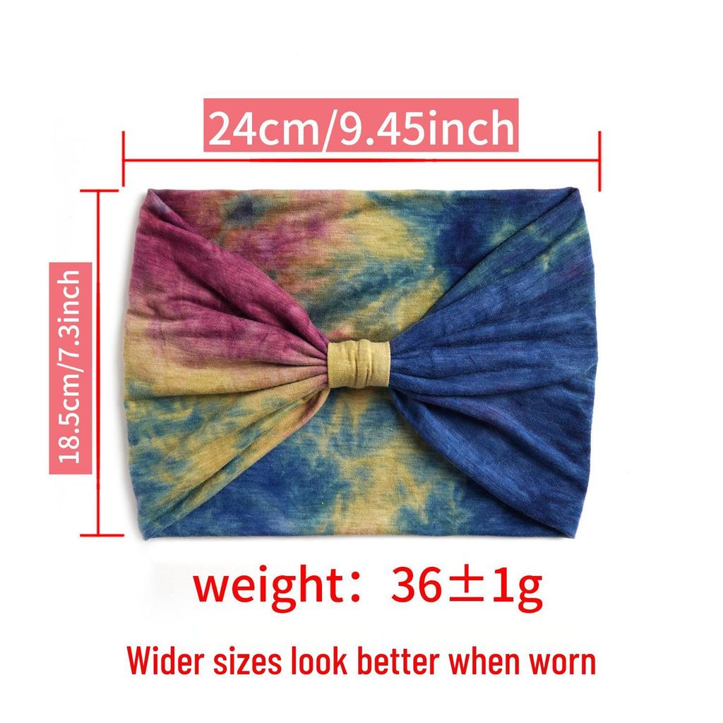 Fascia per capelli tie-dye sportiva e da yoga da donna extra larga da 18 cm