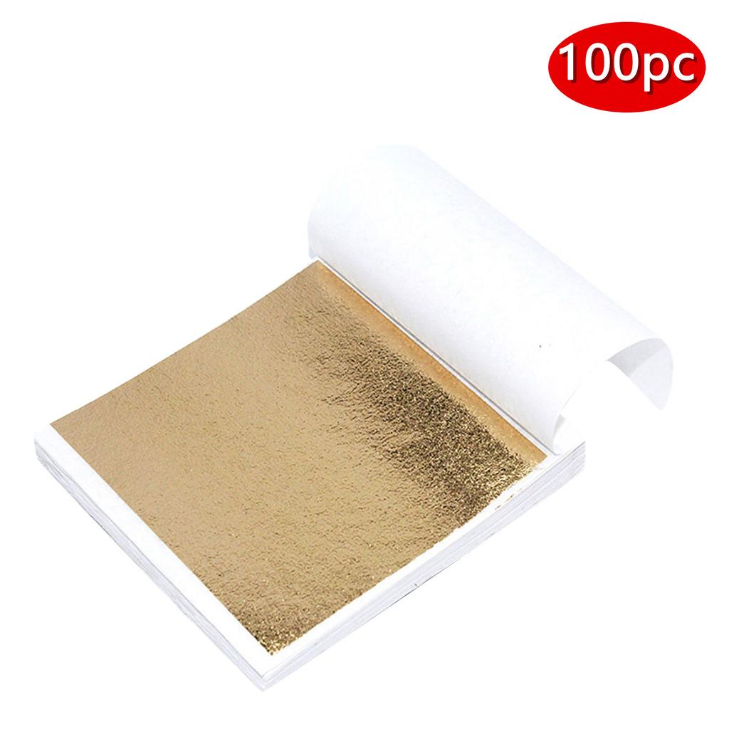 100 Sheets Imitation Gold  Foil Paper Leaf Gilding DIY Art Craft Paper Birthday Party Wedding Cake Dessert Decorations