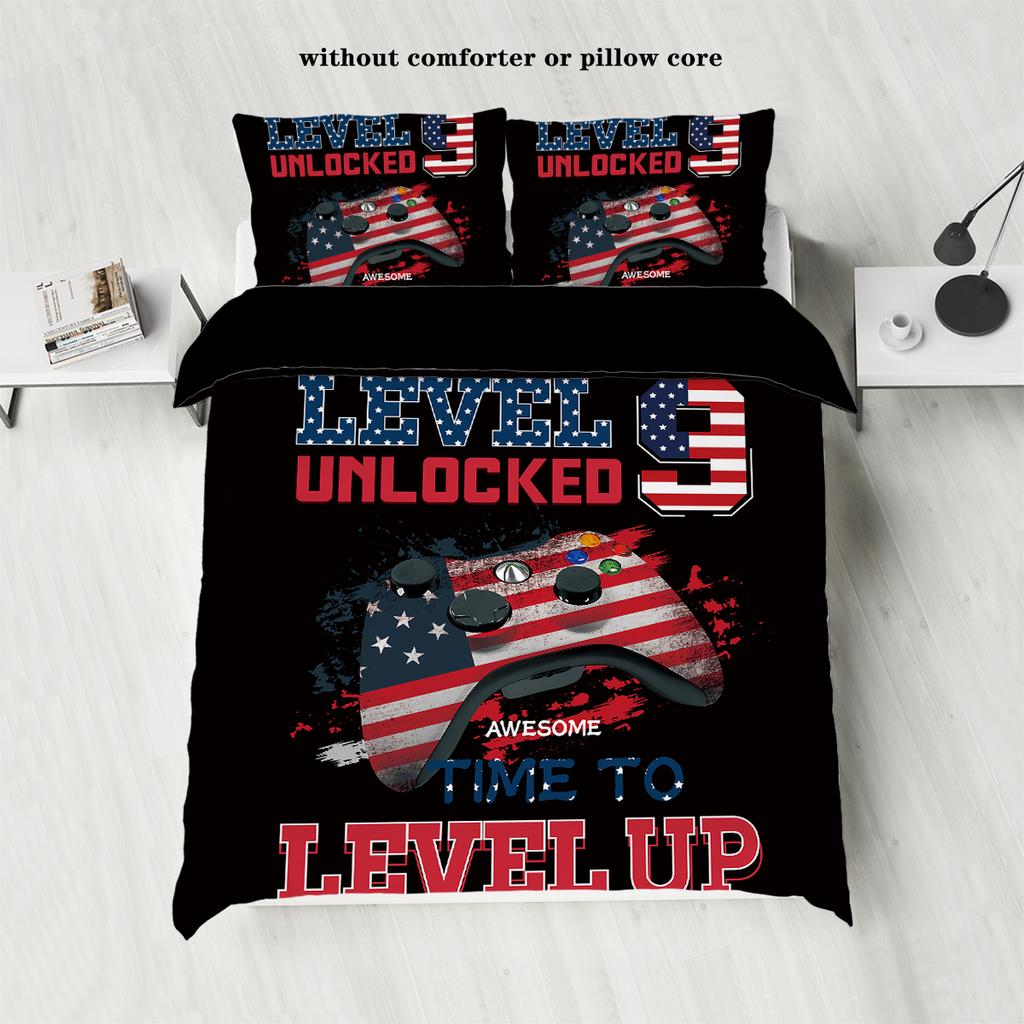 3-piece Down Duvet Cover Set with Game Controller Pattern Digital Printing (1 Duvet Cover+2 Pillowcases, No Core) Bedding Set