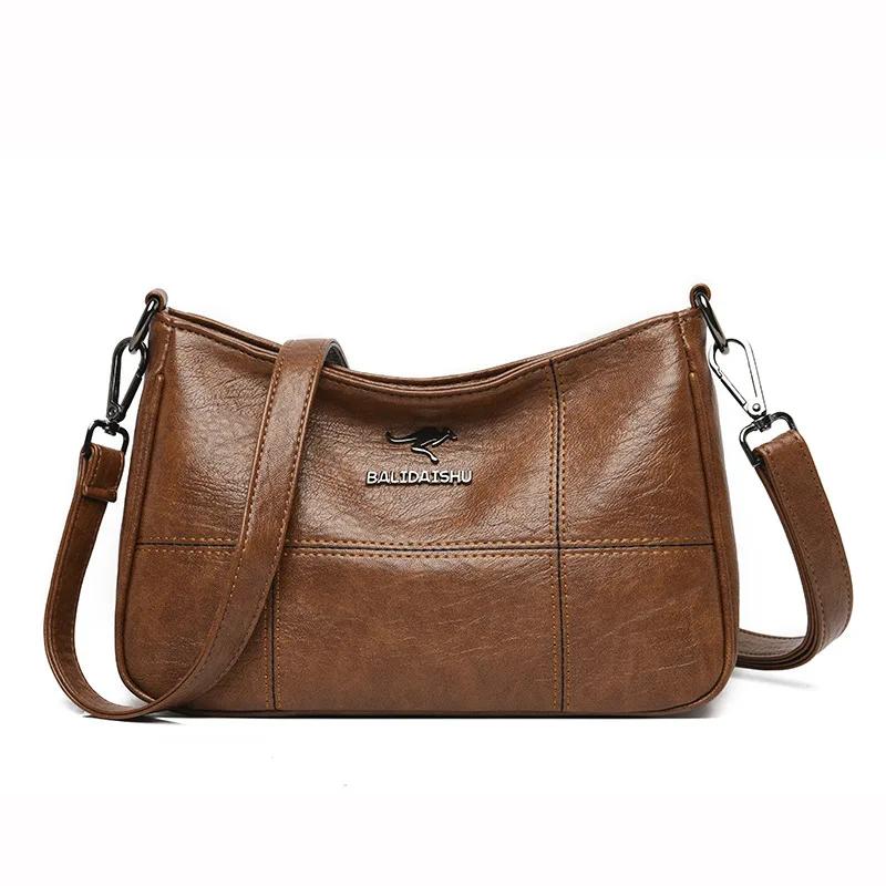 

Винтажная женская сумка из искусственной кожи на плечо, однотонная, вместительная, простая сумка через плечо с широким ремнем