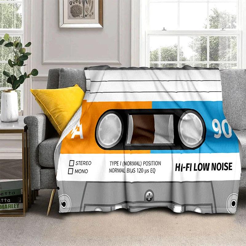 3D Music Cassette Tape Retro Pattern Blanket,Soft Throw Blanket for Home Bedroom Bed Sofa Picnic Travel Office Cover Blanket Kid