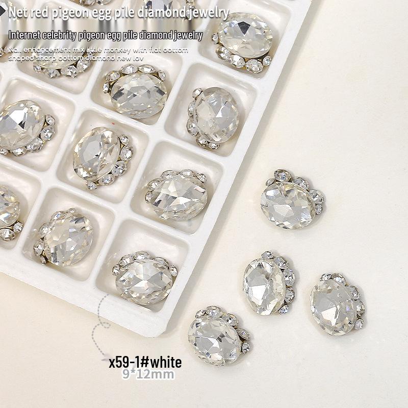 

Овальные стразы, сложенные в виде голубиного яйца, ювелирные украшения для нейл-арта: Розовые/Белые Носимые Металлические Украшения для Ногтей