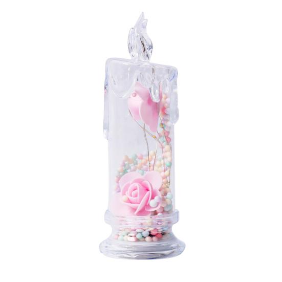 1Pc/2Pcs Eternal Flower Flameless Candles LED Flickering Pillar Candles Valentine's Day Night Light for Wedding Home Decor