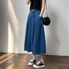 Grande taille taille haute vintage Printemps Été décontracté ample long pour femme jupes en jean jupe femme