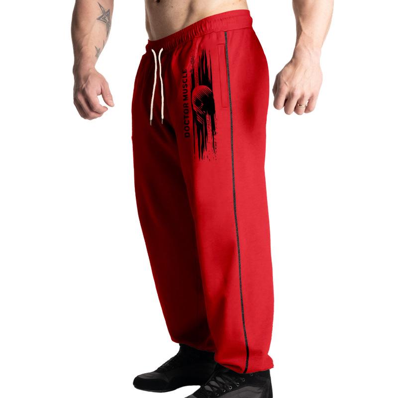 Autumn New Sports Men's Trousers Spelling Stripes Straight Large Size Drawstring Men's Casual Trousers