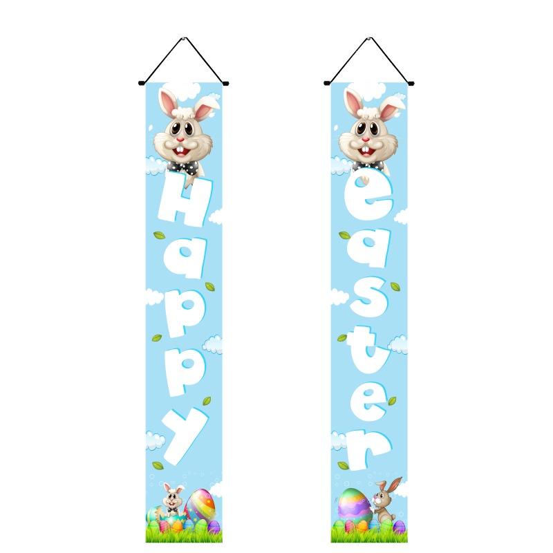 Porch Easter Sign Couplet Banner Party Decoration Egg Bunny Door Holiday Hanging