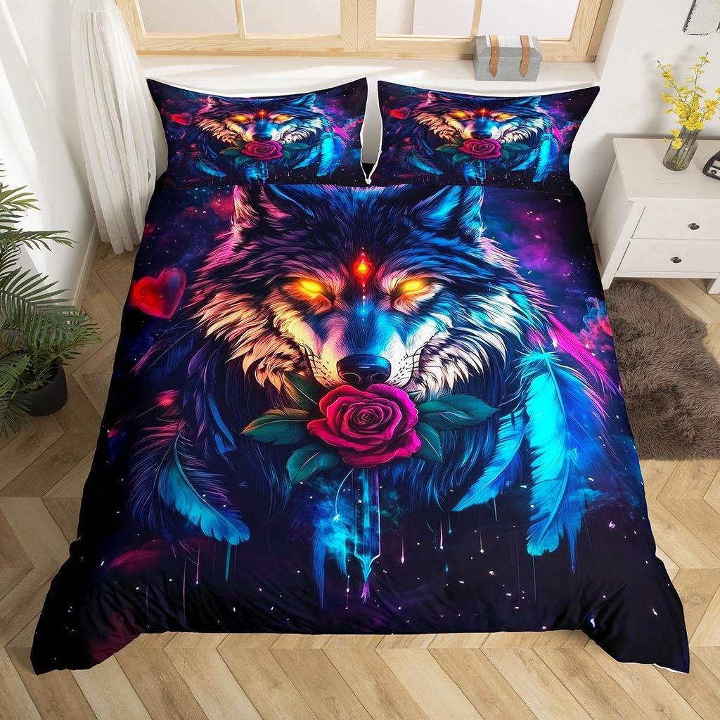Aurora Duvet Cover Queen Size Polar Bear Arctic Animal Quilt Cover Fantasy Galaxy Sky Bedding Kids Bedroom Decor 3 Piece Set