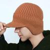 Men Winter Knitted Peaked Hat with Earmuffs Windproof Warm Earflap Hat Outdoor Cycling Baseball Hat Knitted Newsboy Hat with Visor