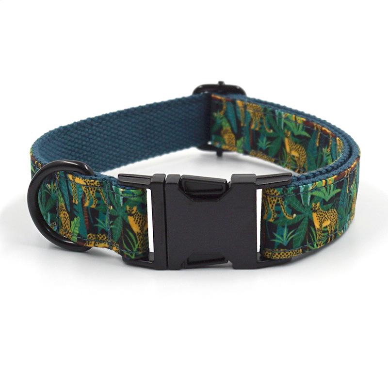 Pet Collar - Engraved Jungle Leopard Design Dog Collar S