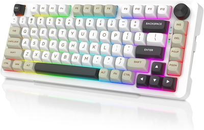 Gaming Keyboard 82 Keys Mechanical Keyboard with Silver Wood Axis Wireless and USB Wired Key with Silver Axis Equipped with RGB Backlight Wireless