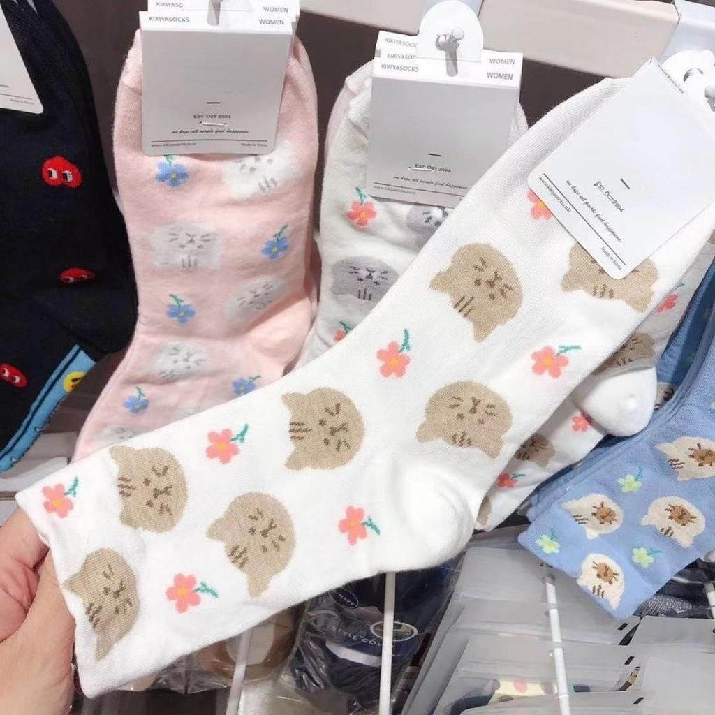 [Cute Mid Tube Cat Print] 1-4Pairs Cartoon Cat Print Socks, Comfort & Cute Mid Tube Socks, Women's Stockings & Hosiery