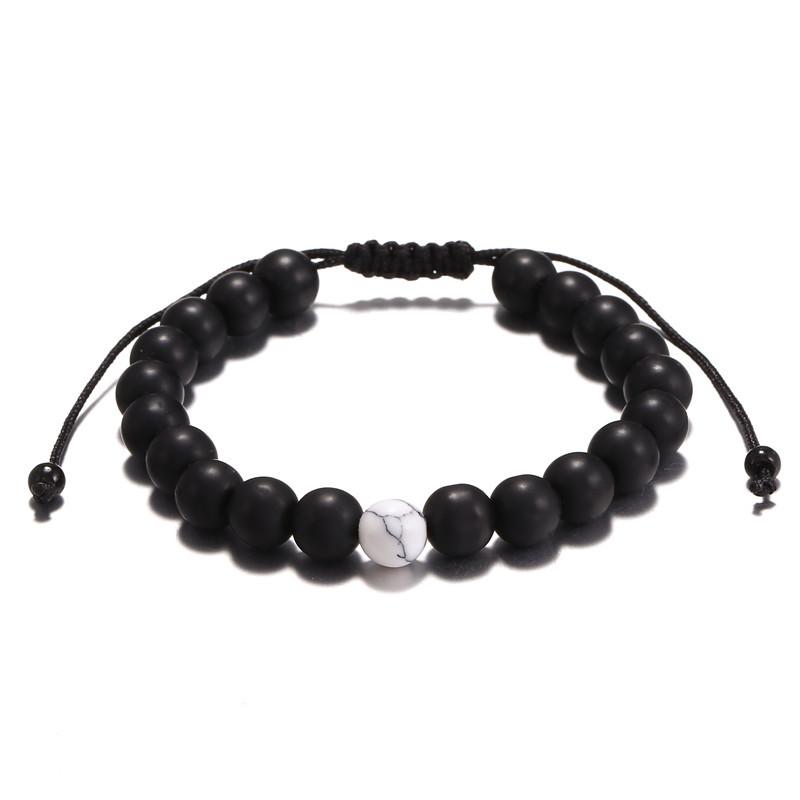 Hot-selling fashion retro black matte turquoise woven bead set bracelet men's adjustable couple bracelet