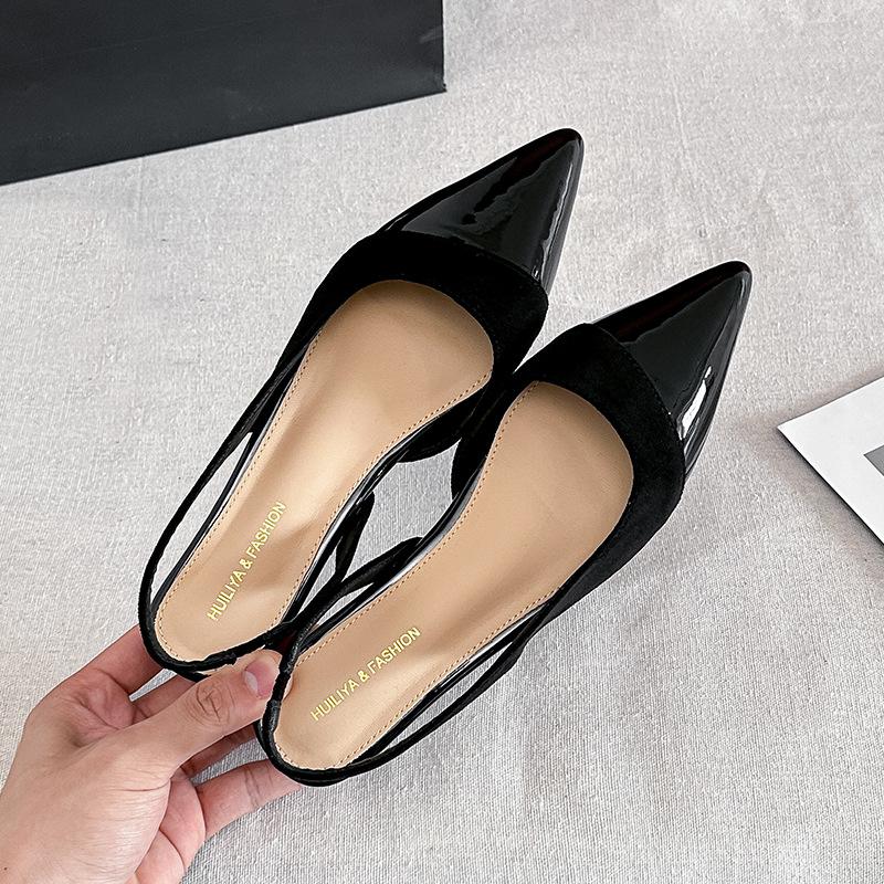 W925-35 French temperament evening pointed head empty single shoes women's new skirt fairy bag head sandals women's summer