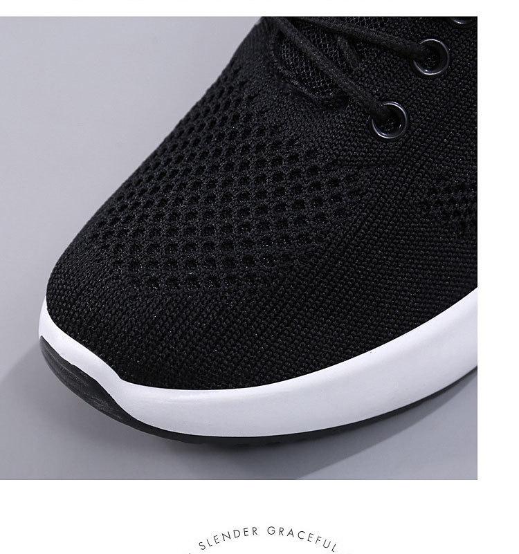 Trendige Weiße Damen-Schuhe zur Größensteigerung, Obermaterial aus Fly-Knit-Mesh, Dicke Sohle, Bequeme & Vielseitige Freizeitsneakers