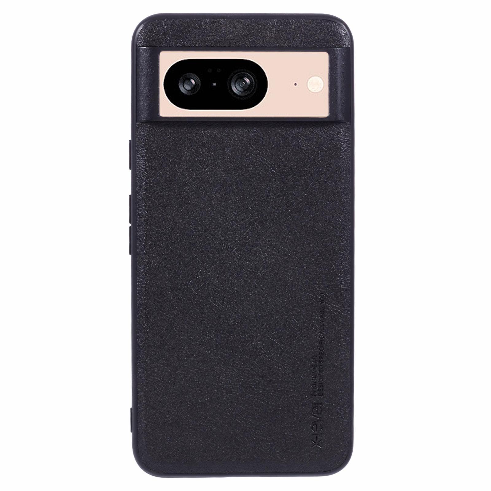 

Bojue-3 Series For Google Pixel 8a Case PU Leather Coated PC+TPU Anti-Scratch Cover Black