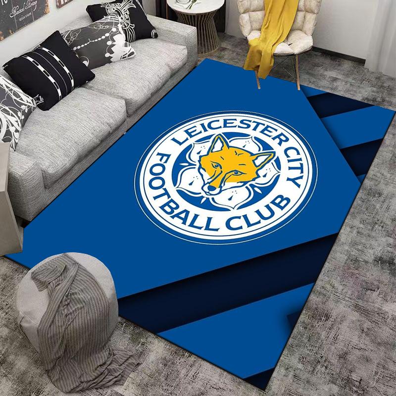 Tappeto con Logo Volpe Leicester City - Blu Decorazione Camera da Letto Club di Calcio Adatto per l'uso come antiscivolo per soggiorno camera da letto divani