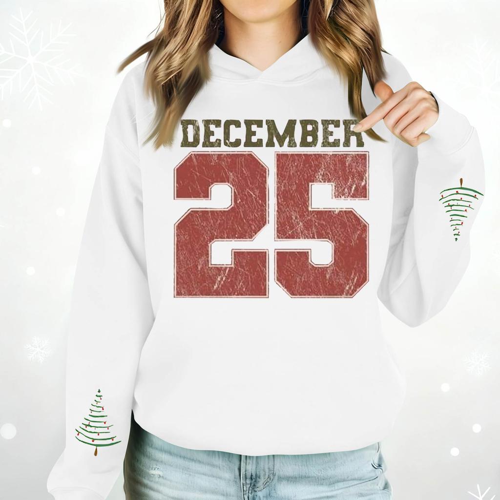 Damenmode Lässig Langarm Bedruckt Rundhals Kapuzenpullover Pullover Top