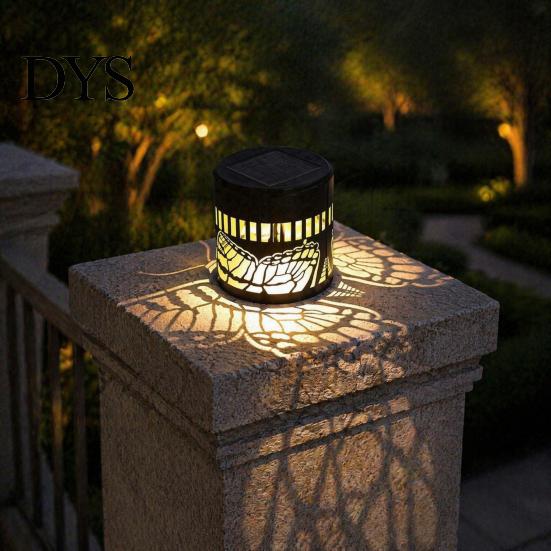 Wireless Wall Mounted Fixtures Solar Lights, Color Changing Outdoor Decorative Butterfly Projection Lamp, Powered Lights Waterproof Metal Fence Light
