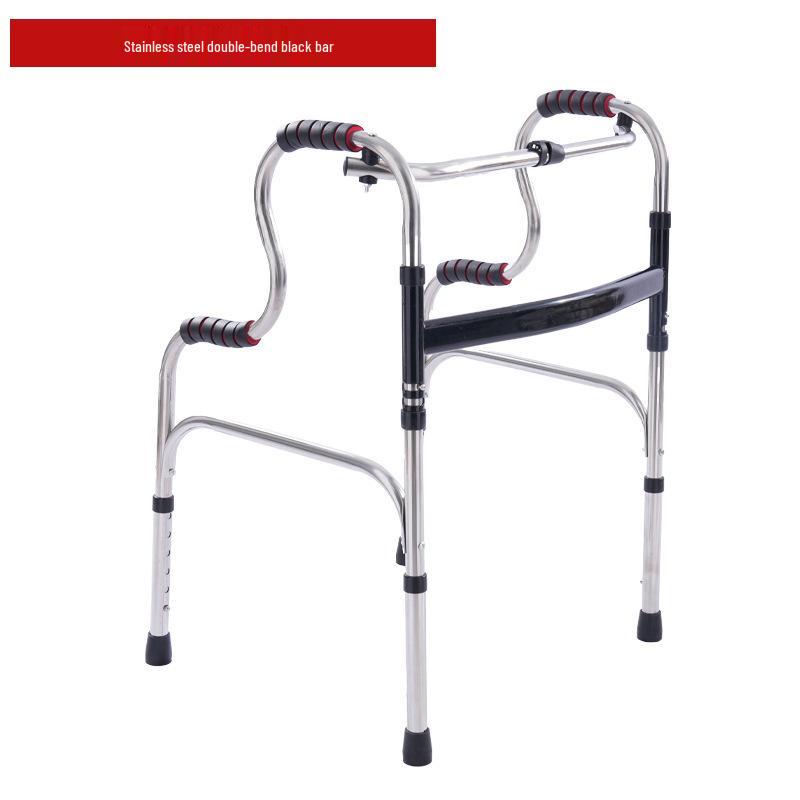 Stainless Steel Rollator Walker with Seat and Wheels - Rehabilitation Support Frame
