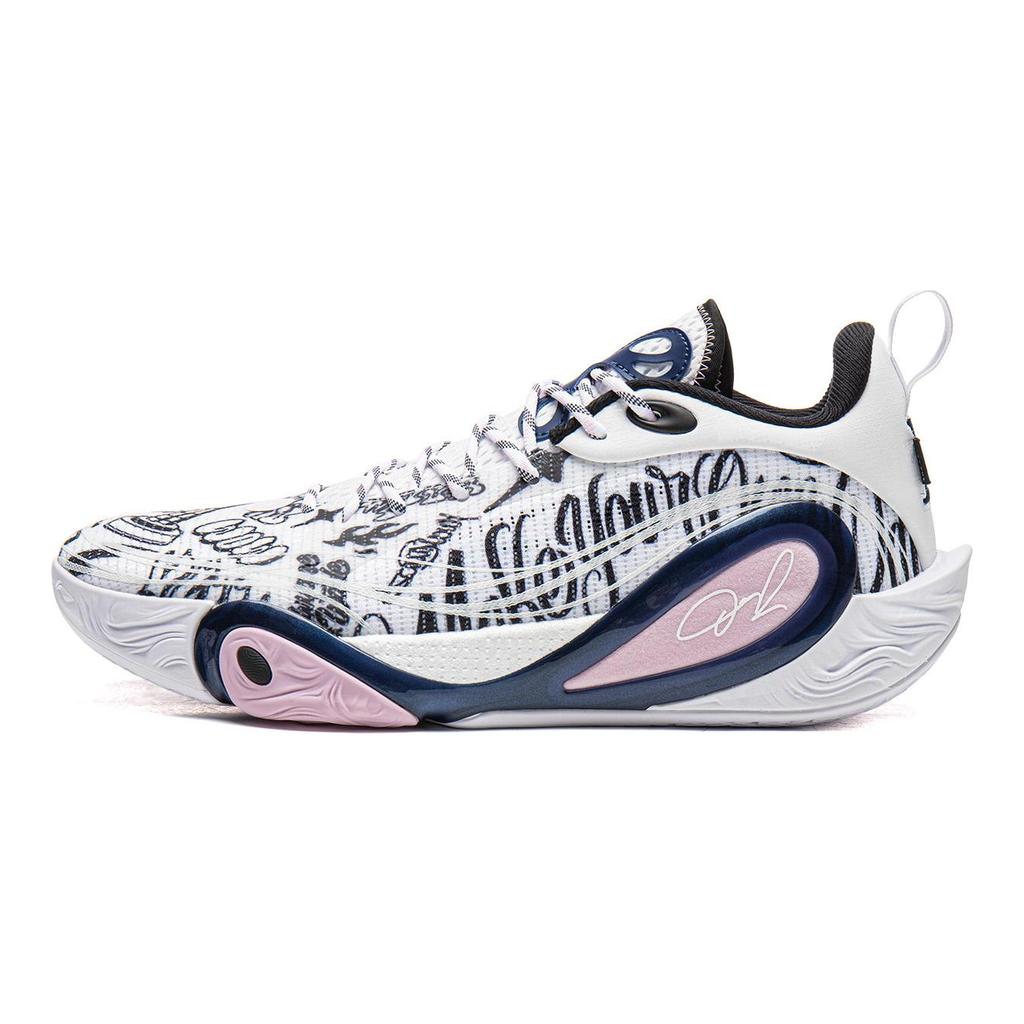 Li Ning DLO1 Cushioning Slip Resistant Abrasion Resistant Rebound Grip Low Top Basketball Shoes Men's White Black ABPV009-18
