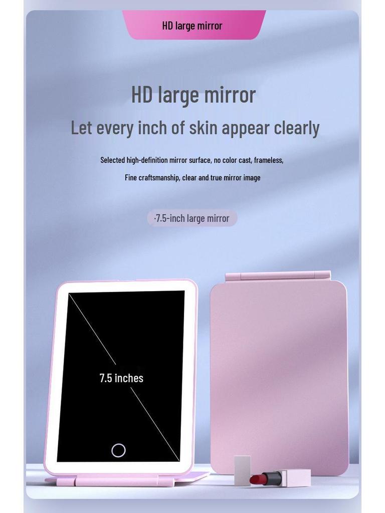 Portable Folding LED Makeup Mirror with Light for Dorms and Travel