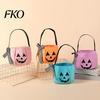 Large Capacity Treat Sack Halloween Pumpkin Candy Bag for Kids, Trick or Tote Embroidered Holder with Handle, Reusable Snack Bucket Party Favors Favor