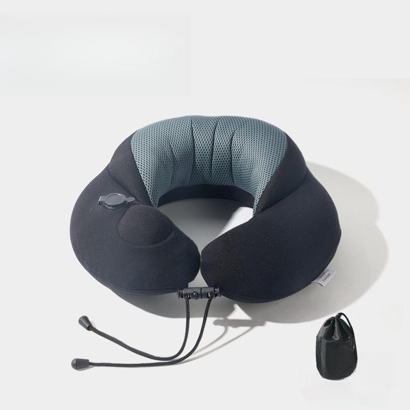 Press Inflatable U Shaped Pillow Travel Portable Removable Washable Storable High Neck Support  Office Nap Comfortable Rest Aid