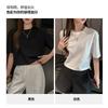 Summer Black Premium Atmosphere Basic Shoulder Short Sleeve T-Shirt Women's Crew Neck Niche Cotton Top