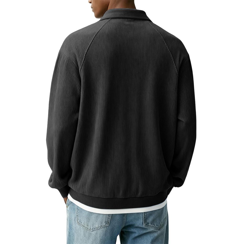 Men's Sweatshirt Basic Quarter Button Pullover Casual Long Sleeve Top For Fall Winter