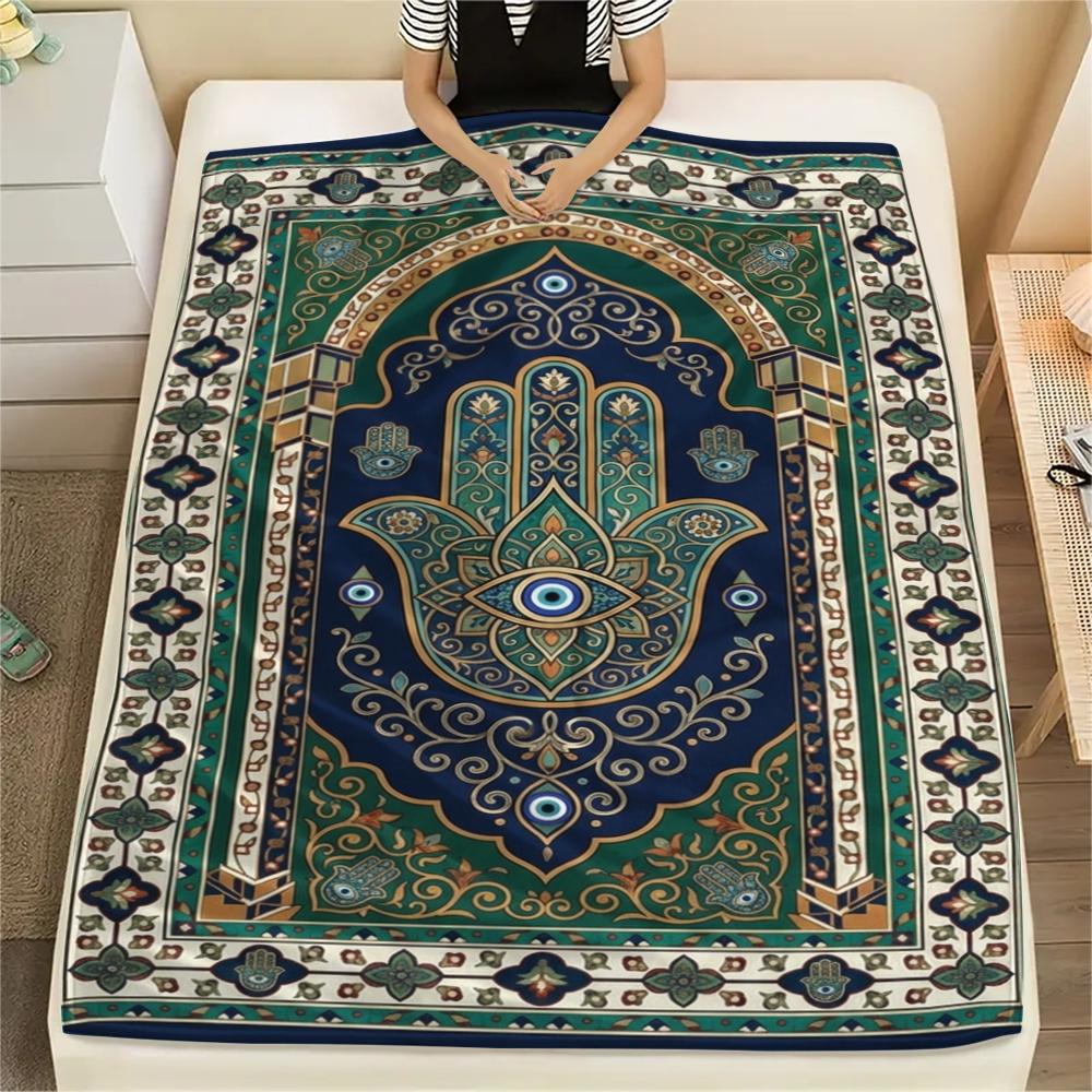 

1Pc Hand of Fatima Print Flannel Blanket, High quality Comfortable for All Seasons, Home Decor, Warmth and Comfort, Perfect for Christmas Gifts W97 80cm x 120cm