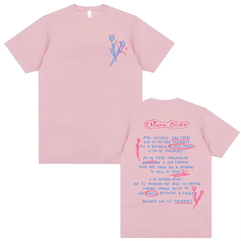Singer CHIARA OLIVER Album Letters Print Tshirts Men Women Casual Cotton Short Sleeve Top Vintage Style High Street Tshirt