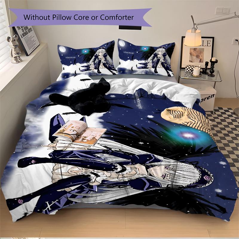 Ethereal Angel Moonlight Printed 3pcs Bedding Set Soft Microfiber 1 Duvet Cover And 2 Pillowcases Home Bedroom Decor Xmas Gift K1878
