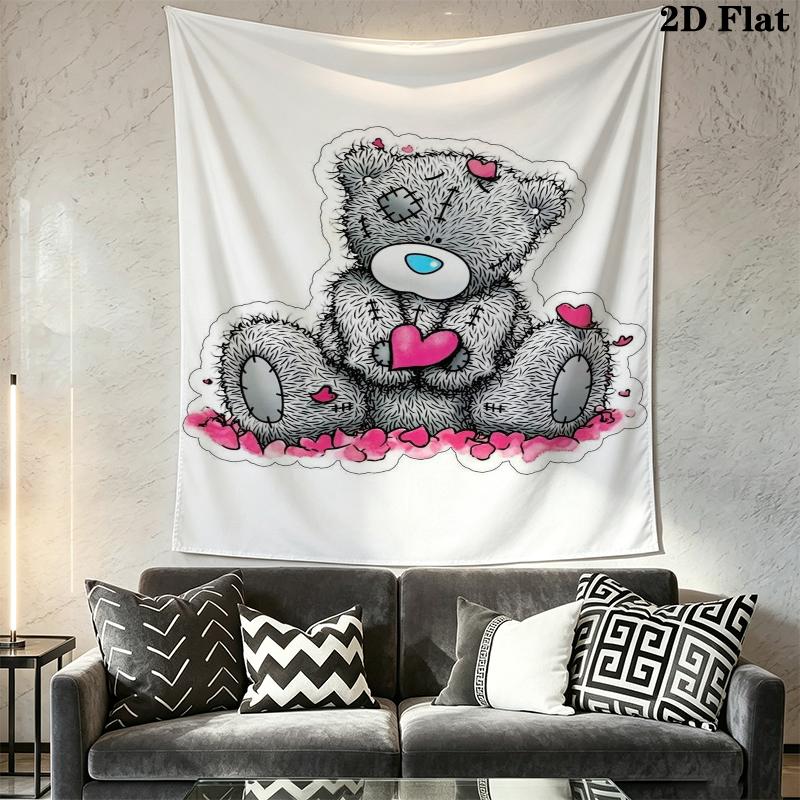 Tatty Teddy Wall Tapestry Aesthetic Wall Hanging Printed Fabric Blanket Decorative Tapestries for Bedroom Living Room Home Decor