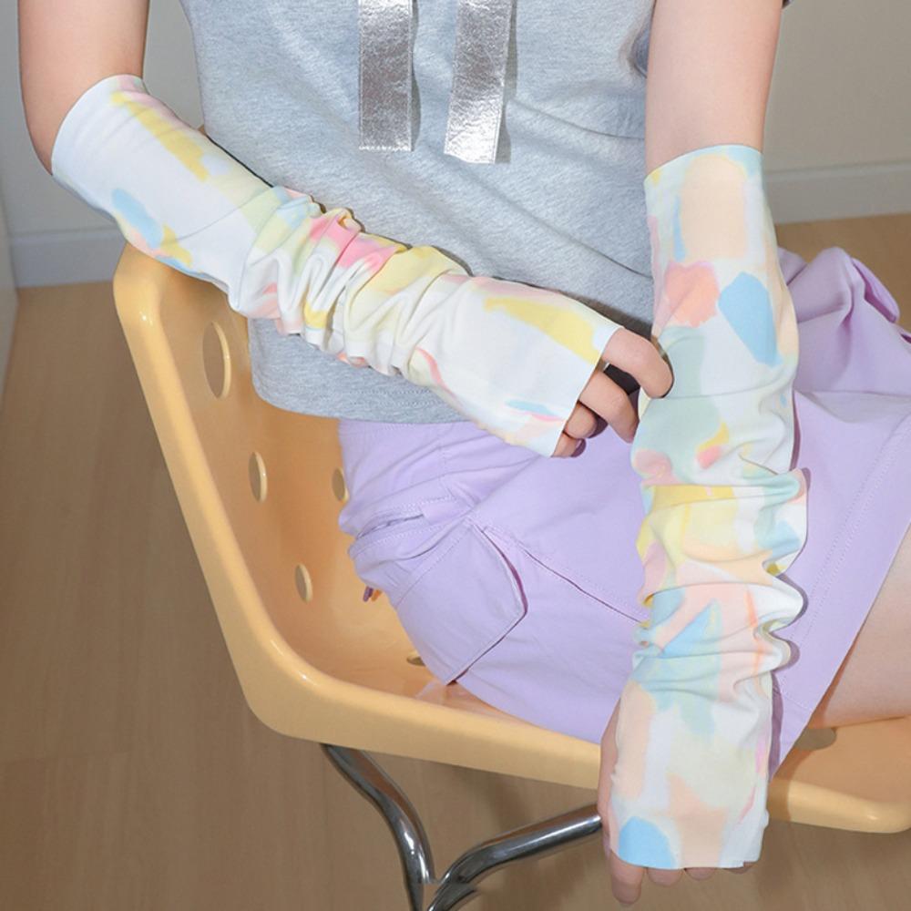 Anti-UV Sunscreen Sleeves Colorful Cycling Arm Sleeve Cute Girl Ice Silk Sleeves Women